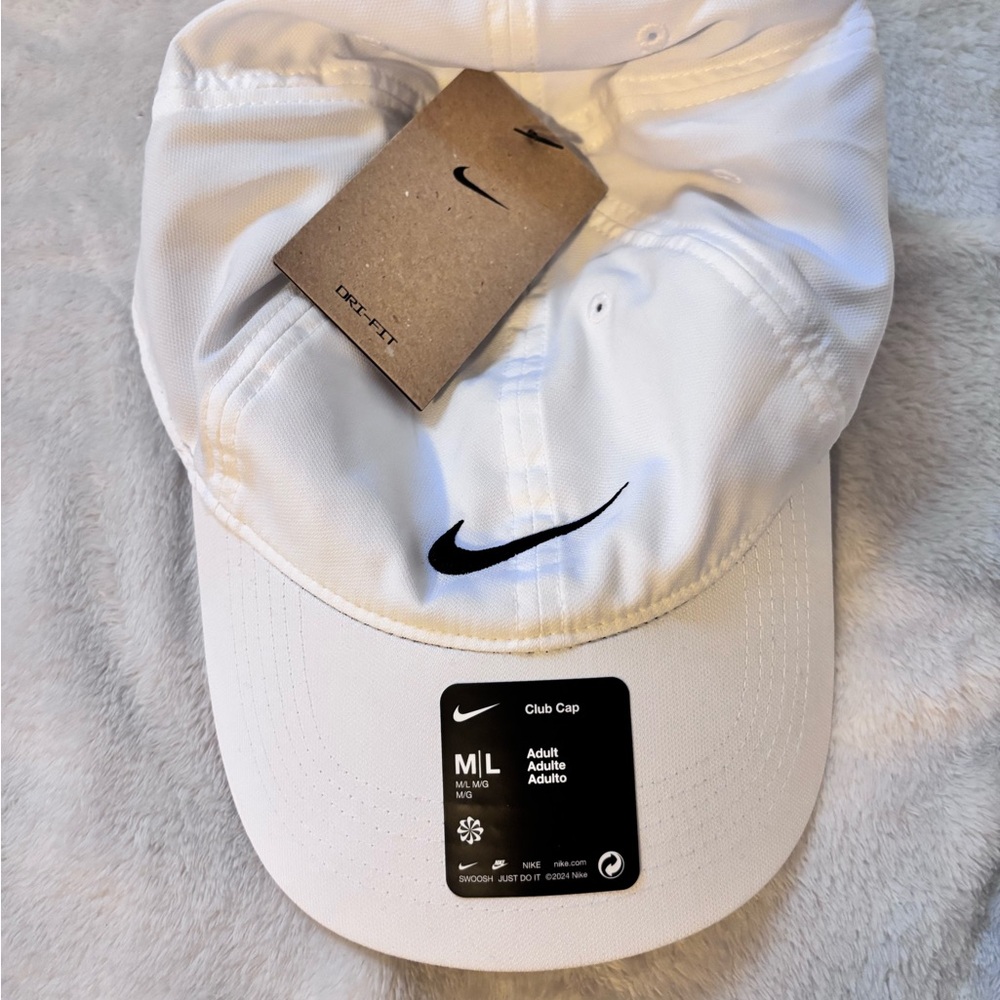 Nike White Baseball Cap with Black Swoosh